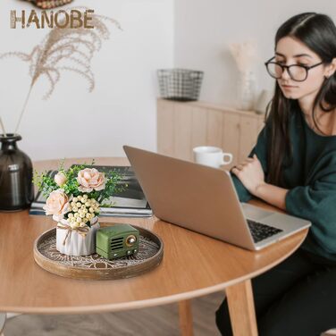 Дерев'яне декоративне піднос Hanobe 30 см, вінтаж, круглий, для свічок, сервірування, кухня, стіл, бохо-шик, браун