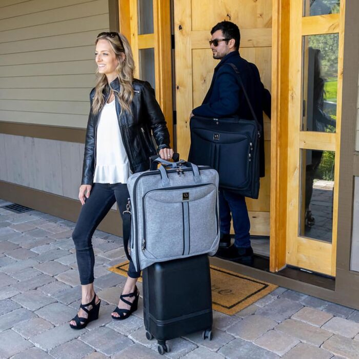 Дорожній чохол для костюмів Kleidersack Luxe Grijs на 3 костюми, з плечовим ременем та кишенями, ручна поклажа для подорожей і відряджень