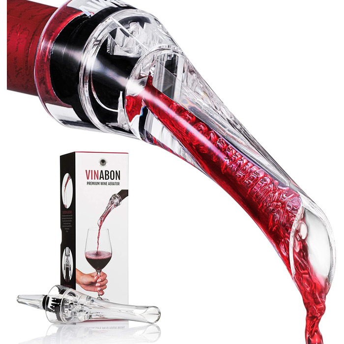 Аератор для вина VINABON Premium 2020, насадка-декантер на пляшку для червоного та білого вина, компактний, із гідом eBook