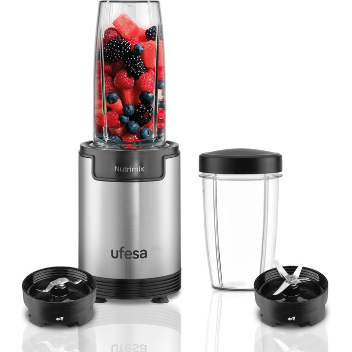 Блендер Ufesa Nutrimix 900Вт, універсальний екстрактор поживних речовин і вітамінів, нержавіючі леза, для смузі та коктейлів, подрібнення льоду, 6-в-1 набір