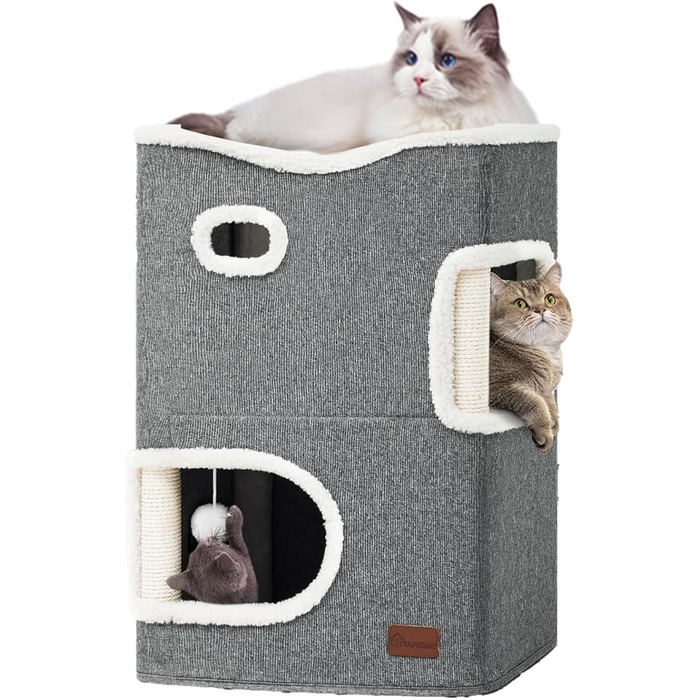 Будиночок для котів YITAHOME, котяче ліжко, тунель, когтеточка, меблі для котів, затишна печера, сіра