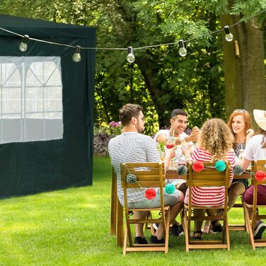 Комплект Relaxdays: бічні стінки для павільйону, 4 шт, 3 з вікном, 1 з блискавкою, пластик, 2x3 м, зелений