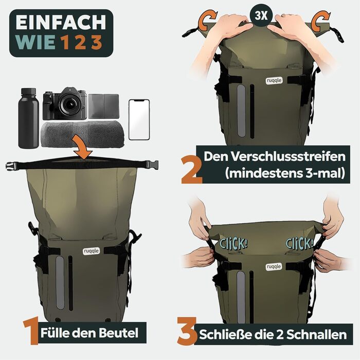 Водонепроникний рюкзак Dry Bag 20/30/45 л з 3 зовнішніми кишенями, RollTop, для пляжу, човна, каяка, туризму, риболовлі та мотоцикла