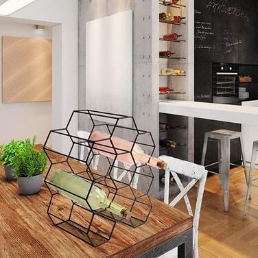Винна полиця Home Deco Factory KA3041, чорний метал, на 9 пляшок