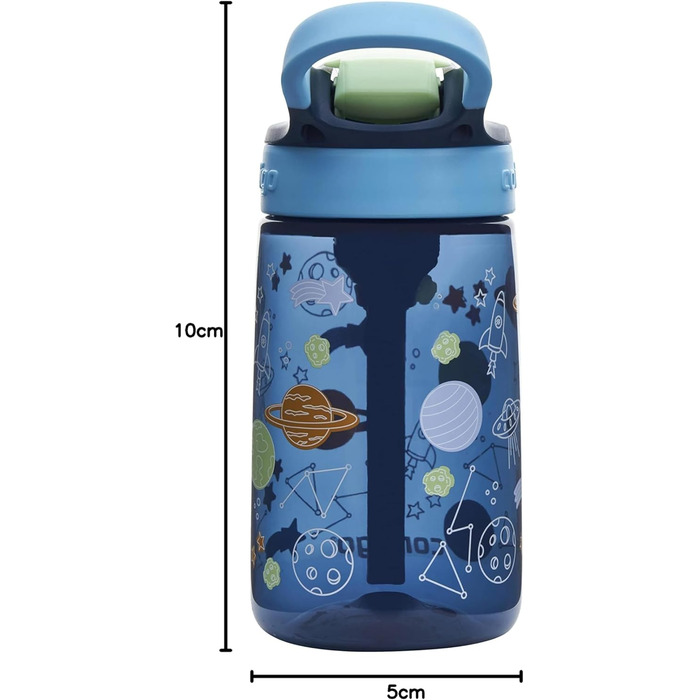 Дитяча пляшка для води Contigo Easy Clean Autospout із трубочкою, 420 мл, синя, пластикова, без BPA, 100% герметична, легке очищення, для школи, садка та спорту