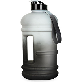 Спортивна пляшка TOOFEEL 2л, BPA Free, з мірною шкалою, багаторазова, чорна-біла для фітнесу та тренувань