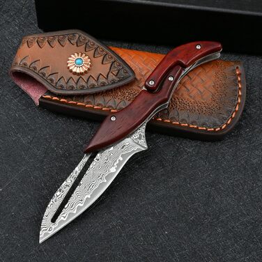 Складаний ніж з дамаської сталі VG10 для чоловіків, EDC, кемпінг, outdoor (вигнута спинка)