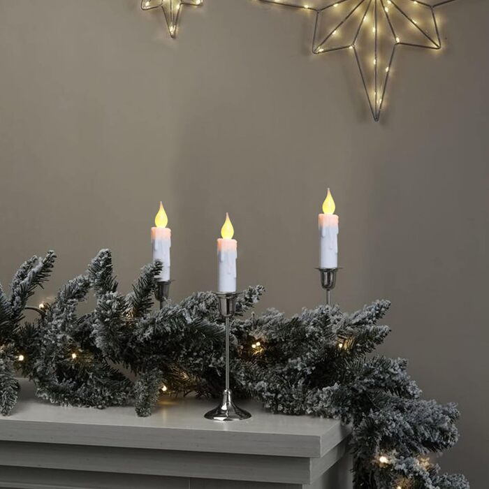 Набір з 6 світлодіодних конусних свічок з імітацією воску CVHOMEDECO, тепле біле світло, таймер, 10,2 см
