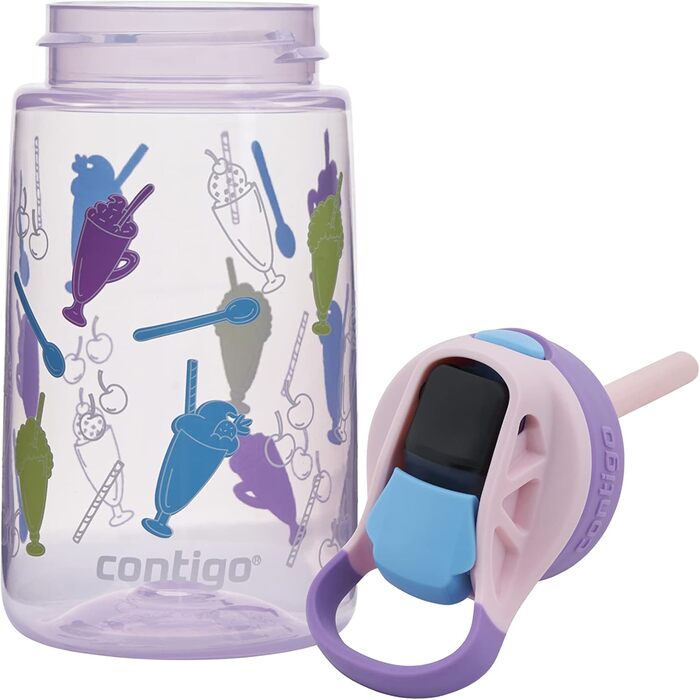 Дитяча пляшка для води Contigo Easy Clean Autospout з трубочкою, BPA-free, 420 мл, пластикова, герметична, легка у догляді, для школи та спорту (Strawberry Shakes)