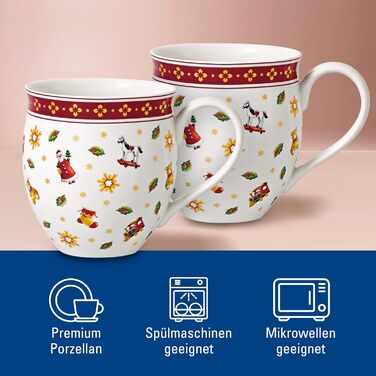 Кавова чашка Villeroy & Boch Toy's Delight, 440 мл, порцеляна, біло-червона, 2 шт.