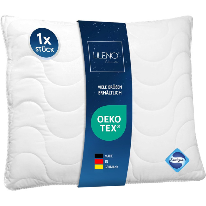 Подушки LILENO HOME 80x80 см [набір 2 шт.] – гіпоалергенні подушки для сну, антибактеріальні, придатні для прання при 95°C, для алергіків, спальне ліжкове приладдя