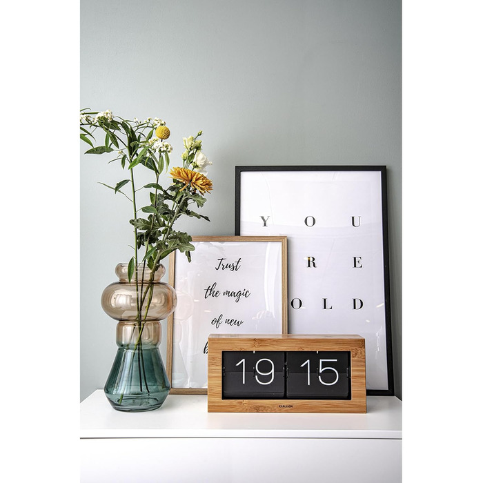 Годинник Karlsson Flip XL настільний і настінний, бамбук, 17,5×37×9 см