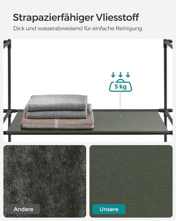 SONGMICS текстильна шафа для одягу з полицями і вішаком, салатовий, 150x45x175 см, для спальні та гардеробної