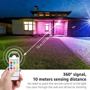 Світлодіодний прожектор Lepro 50W RGB із RF-пультом, 2 шт., водонепроникний LED-флудлайт з пам’яттю, димований, кольорова зміна, IP65, для саду, вечірки, готелю