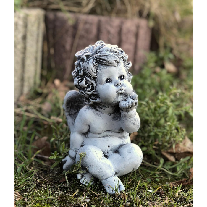 Фігурка янгола з масивного каменю stoneandstyle, морозостійка, для саду, декоративна статуетка, стійка до погодних умов до -30°C