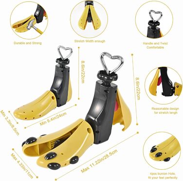Регульовані розпірки для взуття JJDPARTS для жінок і чоловіків, універсальні, для широких стоп, червоні/жовті, розмір 38-44