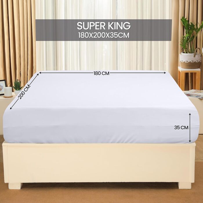 Комплект з 6 натяжних простирадл Utopia Bedding 180x200 см, білі, мікрофібра, глибока кишеня 35 см