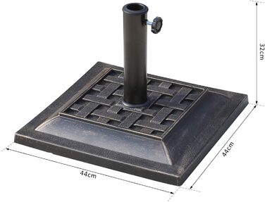 Підставка для парасолі Outsunny, 9 кг, поліестерна смола, бронза, 44x44x33 см, діаметр 38/48 мм