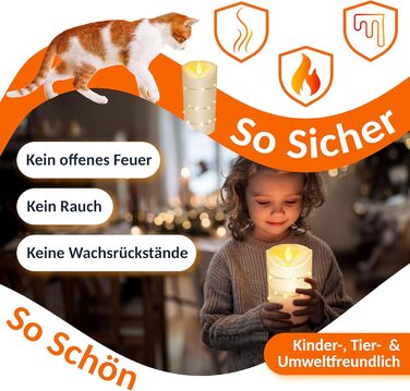 LED свічки KESSER, набір 3 шт., з таймером, з ефектом мерехтіння, фламінгові, з натурального воску, висота 10/12,5/15 см, для декору