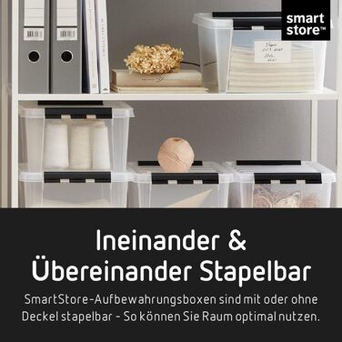 Прозора пластикова коробка SmartStore 52 л з кришкою, набір 2 шт, харчова, посилена, BPA-free, для зберігання, з кліпсами, штабельована, гарантія 10 років, 50x39x41 см