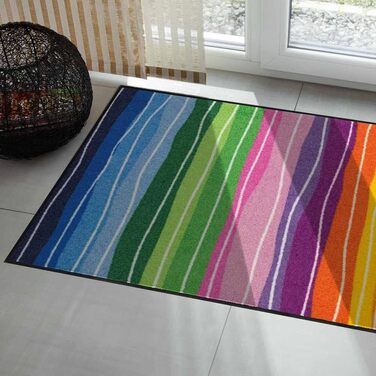 Килимок для підлоги Salonloewe Pure Style Wavy Lines, кольоровий, 75x120 см, праний, протиковзкий, доріжка для дому, хвилястий візерунок