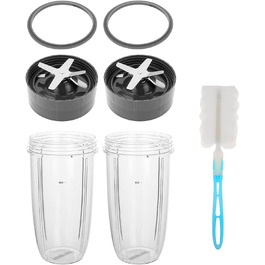 Комплект аксесуарів для блендера NutriBullet 600/900 Вт: 7 шт. – 2 чаші 900 мл, 2 екстракторні леза, 2 ущільнювачі, щітка, запасні частини для соковижималки