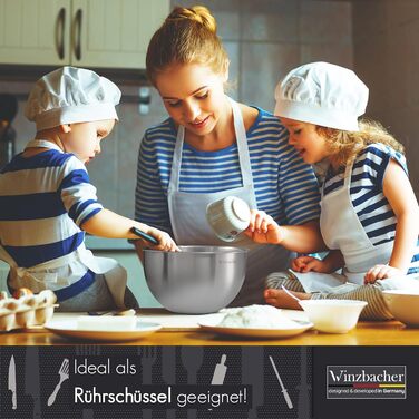 Набір мисок з нержавіючої сталі Winzbacher 4 шт (1 л, 1.5 л, 2.5 л, 3.5 л), з мірною шкалою, для салатів і змішування, підходять для посудомийної машини, штабельовані, внутрішня поліровка, зовнішня шліфовка