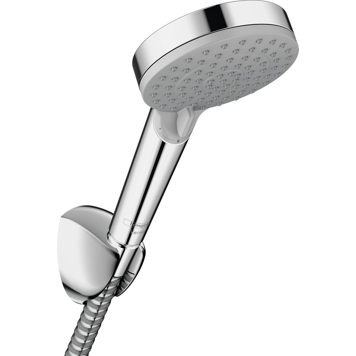 Hansgrohe Vernis Blend – економний душовий набір, кругла лійка 9,7 л/хв (EcoSmart), шланг 1,6 м, тримач, ручна лійка 2 режими, хром