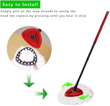 Запасні насадки для швабри Yision Spin Mop, 100% мікрофібра, 360° обертання, 12 шт, білі, для легкого прибирання підлоги