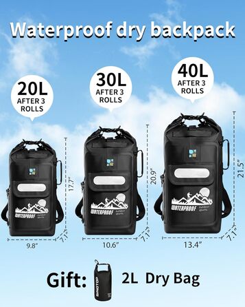 Водонепроникний рюкзак-мішок IDRYBAG для каякінгу, 20/30/40 л, плаваючий сухий мішок для водного спорту, герметична сумка-рюкзак