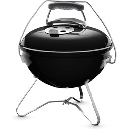 Портативний вугільний гриль Weber Smokey Joe Premium, 37 см, чорний, порцелянове емальоване покриття, зручна ручка для перенесення, для барбекю