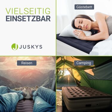 Самонадувний матрац Juskys 150x200 см для двох із вбудованим насосом, водонепроникний, для гостей і кемпінгу