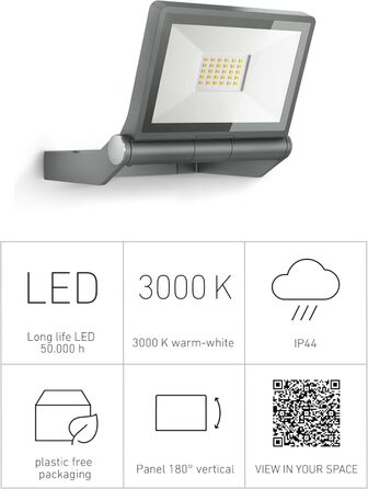 Світлодіодний прожектор Steinel XLED ONE 17,8 Вт, 2050 лм, антрацит, для вулиці, двору і саду, без датчика