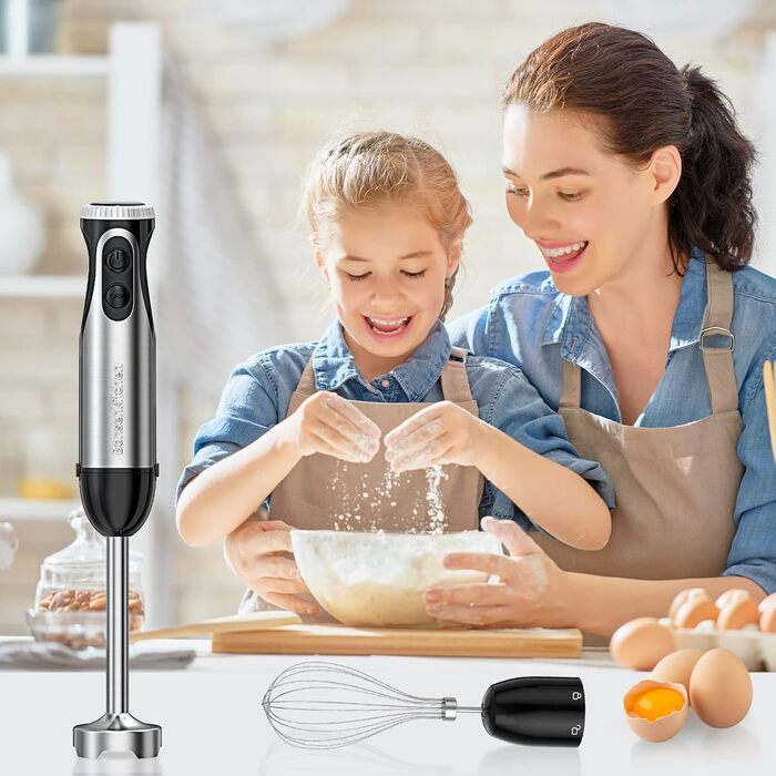Ручний блендер Bonsenkitchen 4-в-1 1000 Вт з аксесуарами (чорний)