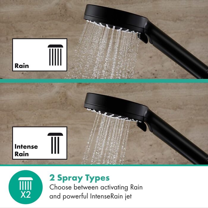Ручний душ hansgrohe Vernis Blend, 2 режими, круглий 100 мм, антикальк, матовий чорний
