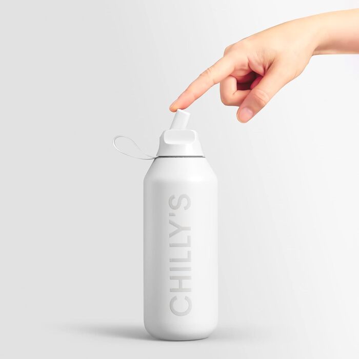 Термобутилка Chilly's Series 2 Flip з трубочкою, спортивною кришкою та нейлоновою ручкою, з нержавіючої сталі, зручне відкриття, щітка для очищення трубочки у комплекті
