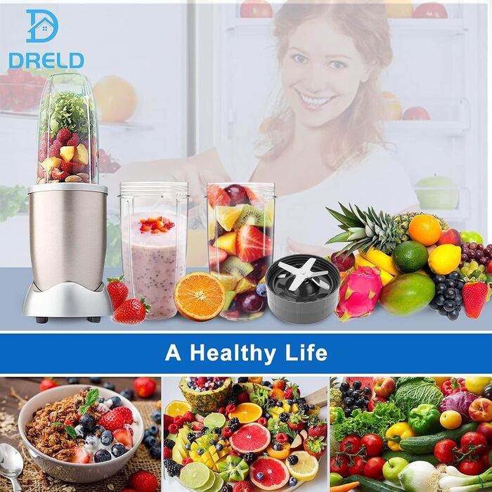 Комплект аксесуарів для блендера NutriBullet 600/900 Вт: 7 шт. – 2 чаші 900 мл, 2 екстракторні леза, 2 ущільнювачі, щітка, запасні частини для соковижималки