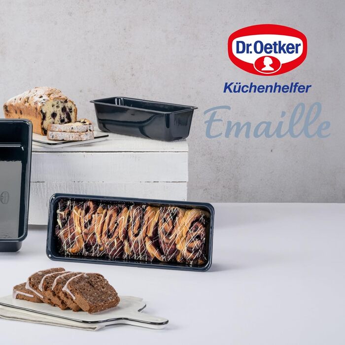 Форма для випікання хліба та кексів Dr. Oetker 30 см, емальована, міцна, стійка до подряпин, синя, для соковитої випічки