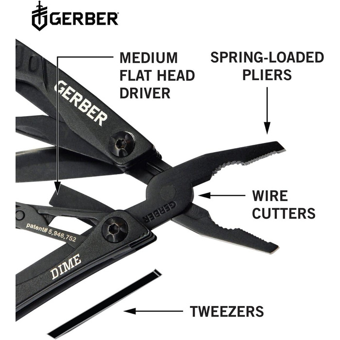 Мультитул Gerber Dime 12-в-1, кишеньковий, чорний, європейська версія