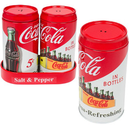 Набір металевих шейкерів для солі та перцю Coca-Cola, 10,2 см, з тисненим логотипом