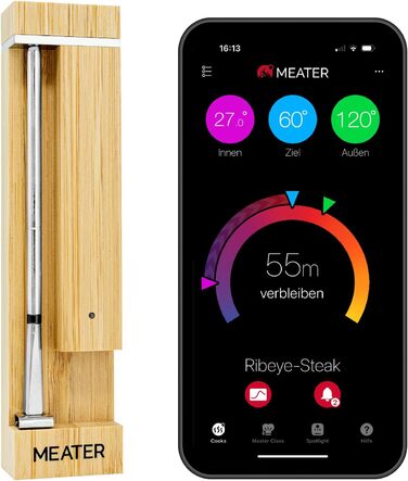 MEATER Pro 2 Plus – Розумний м'ясний термометр нового покоління, водонепроникний, до 550°C, для кухні, BBQ і гриля, багатосенсорний, велика дальність