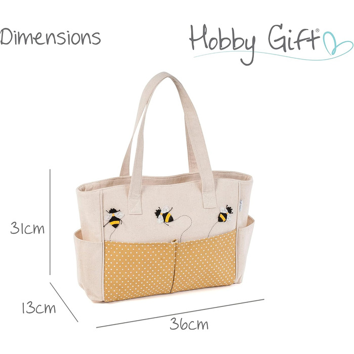 Сумка для рукоділля Hobby Gift, бавовна, з бджолиним принтом, 13x36x31 см