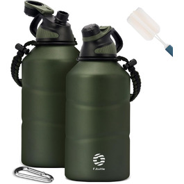 Термобутилка з нержавіючої сталі Fjbottle 1900 мл, магнітна кришка, без BPA, подвійні стінки, для газованої води, спортивна фляга для університету, фітнесу, кемпінгу, активного відпочинку, зелена
