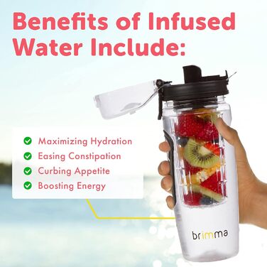 Brimma спортивна пляшка для води 1 л з контейнером для фруктів, герметична, для спорту, школи, рюкзака