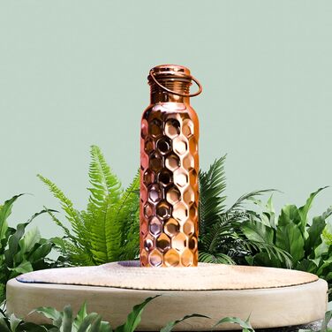 Мідна пляшка для води Craft Trade 1000 мл з кришкою та чохлом, натуральна, герметична, для йоги та офісу, аюрведа