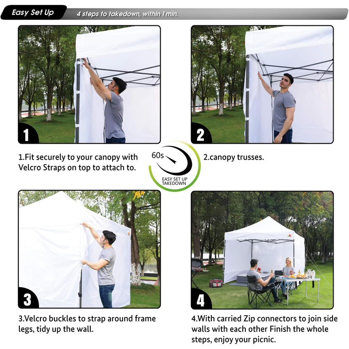 Бічна стінка для тенту ABCCANOPY SunWall 3x3 м, 3 шт, чорна, тільки бокова панель