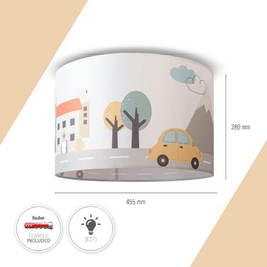 Підвісна лампа Paco Home для дитячої кімнати, біла, Ø45,5 см, E27, дизайн 6, стельова люстра зі світильником у вигляді дороги, для хлопчиків і дівчаток