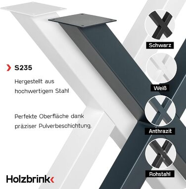Ніжка столу HOLZBRINK металева біла Х-подібна форма 40x43 см