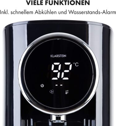 Диспенсер гарячої води Klarstein Hot Spring Plus, 5 л, LCD-дисплей, 45-95°C, нержавіюча сталь, захист від перегріву та дітей, чорний