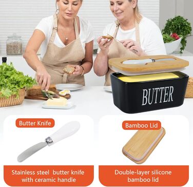 Порцелянова маслянка з кришкою, герметична, чорна